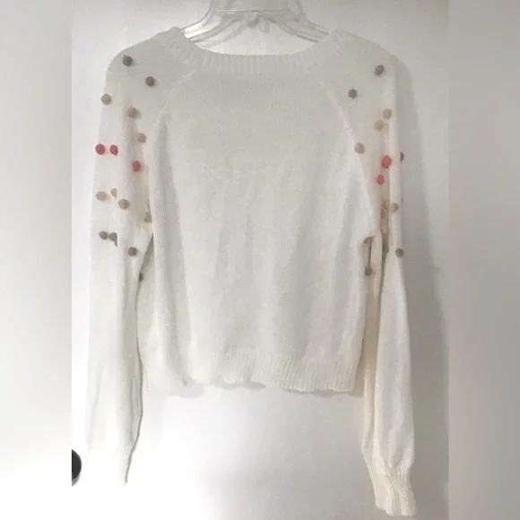 Baevely Women’s Ivory PomPom Sweater - Picture 2 of 5
